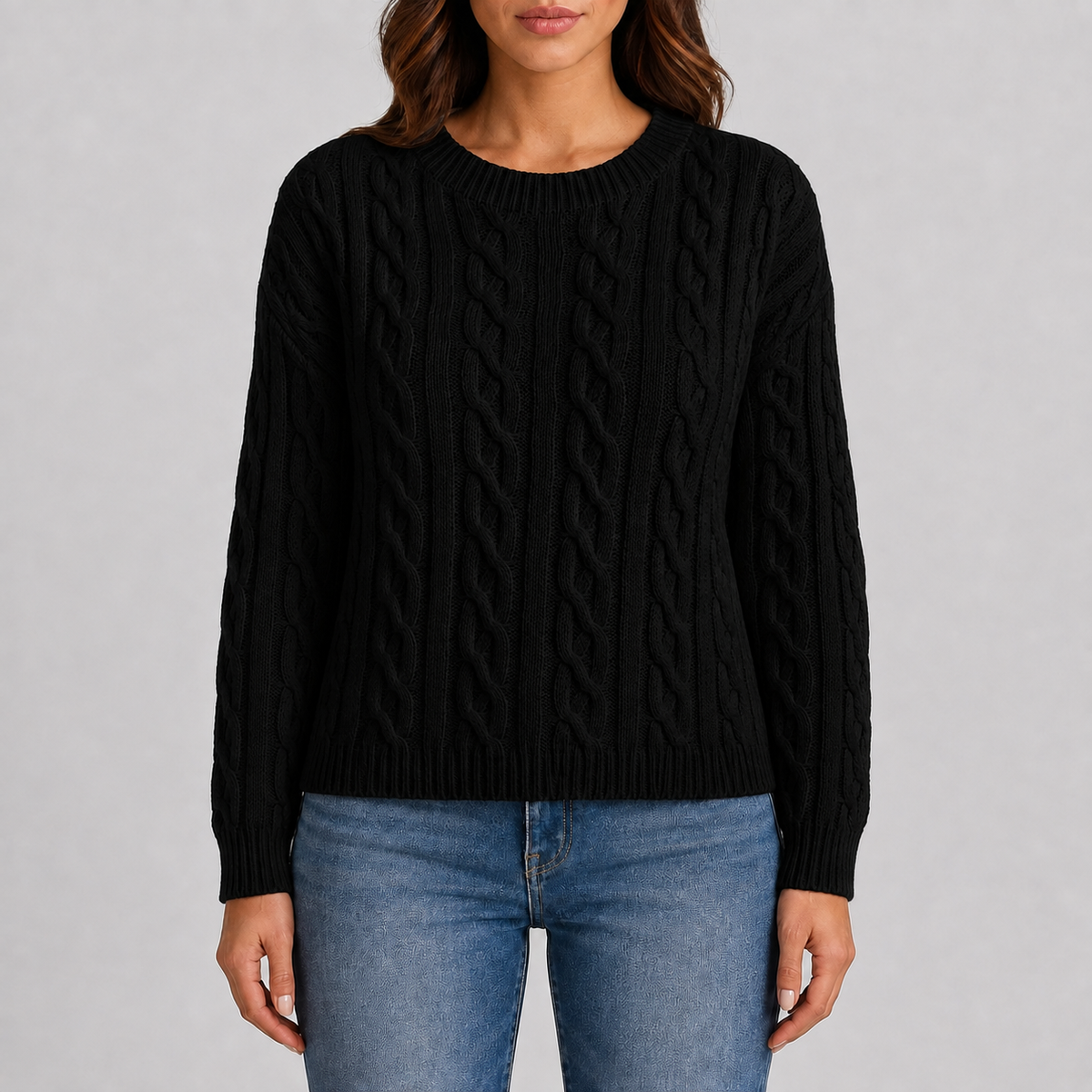 Women's Chunky Knit Jumper – Drop Shoulder Fit