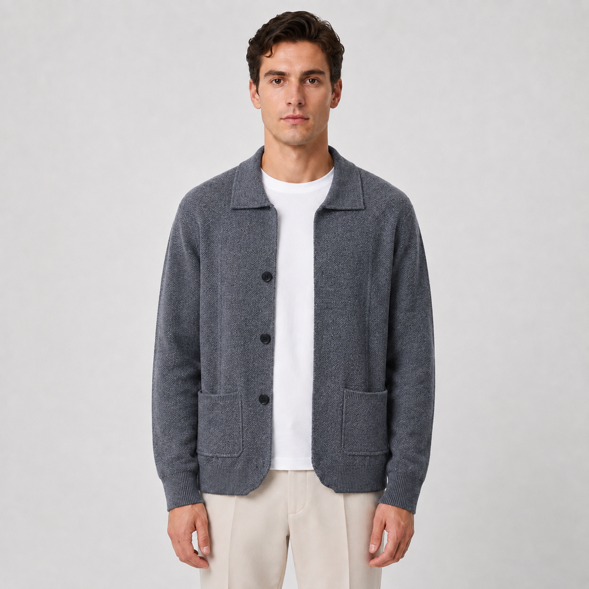 Men's Soft Knit Button Overshirt – Relaxed Fit