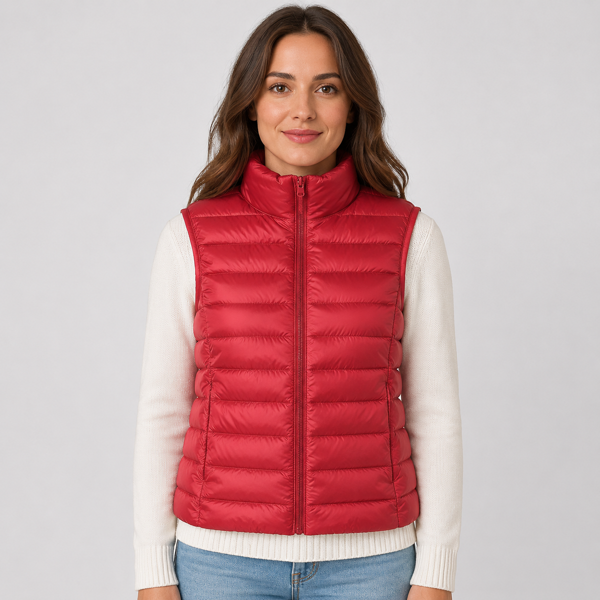 Women's Padded Gilet – Stand Collar Zip Front
