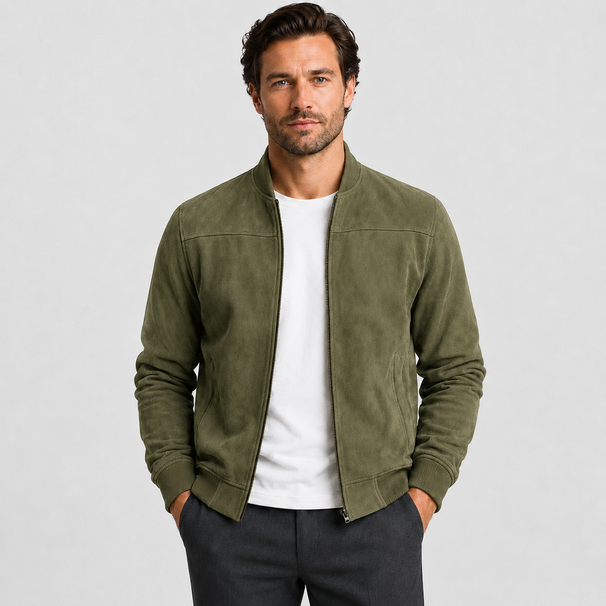 Men's Suede Bomber Jacket – Lightweight Smart Casual