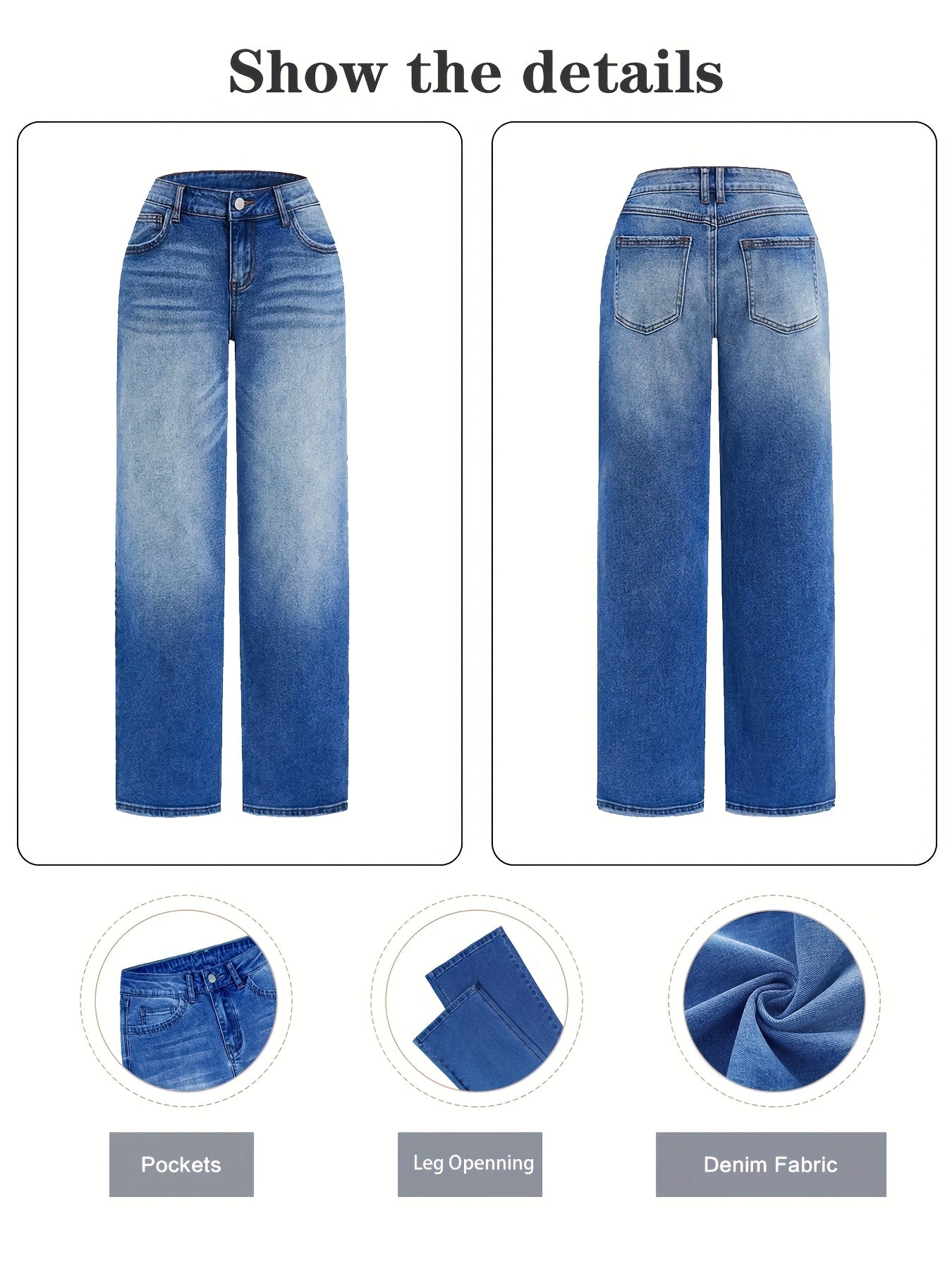 Women'S 2026 New Stretch Wide-Leg Jeans, Loose Straight-Leg Low-Rise Denim Trousers, Retro Washed Blue Jeans with Pockets, 90S Women'S Clothing, Street Style Boyfriend Style Pants, Suitable for Work, Travel, And Office Wear