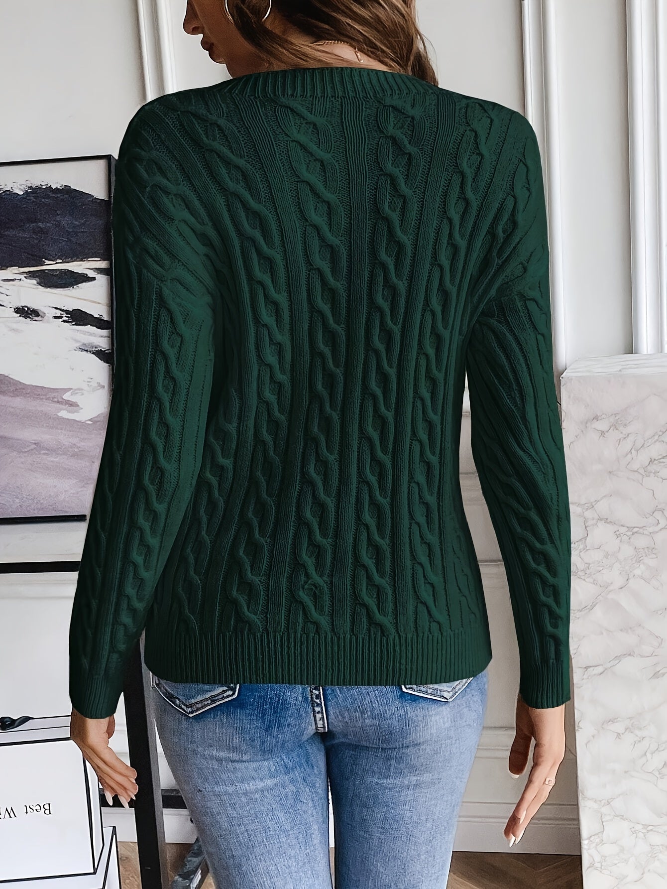 French-Style Chunky Drop Shoulder Sweater
