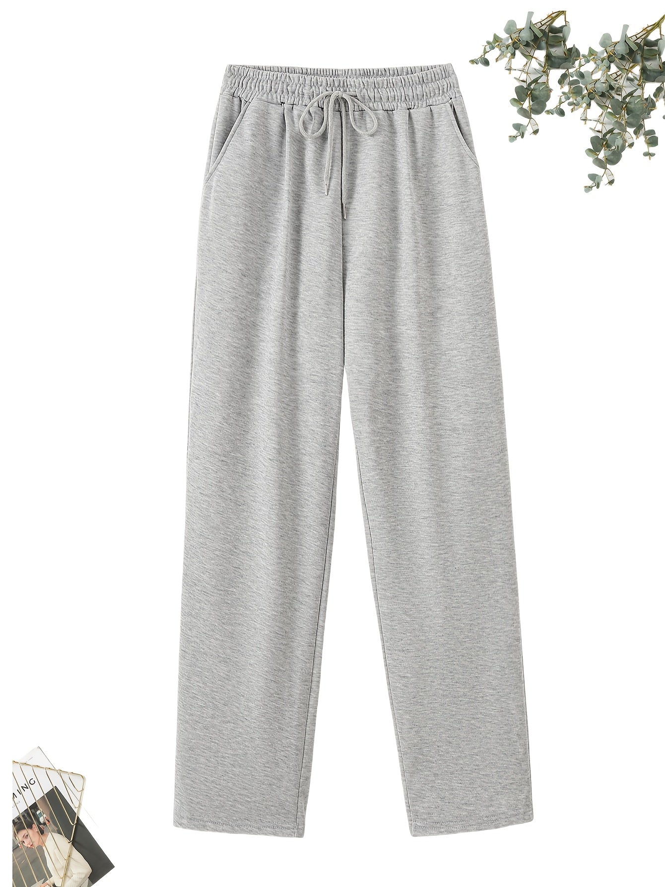 4pcs Women's Casual Jogger Pants with Drawstring and Dual Pockets, Solid Color Women's Apparel Suitable for All Seasons