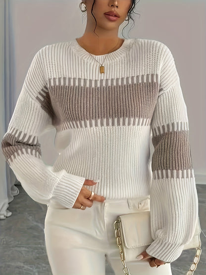 2025 New Women'S Autumn/Casual Striped Off-Shoulder Long Sleeve Sweater, Multicolor Stripes, Winter Women'S Wear, Suitable for Spring/Autumn Outerwear, Winter Inner Wear, Casual And Versatile Sweater