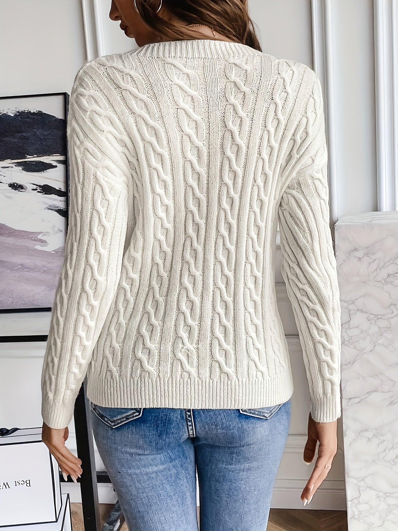 French-Style Chunky Drop Shoulder Sweater