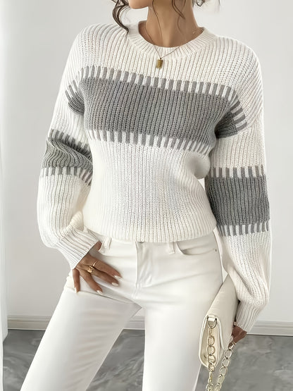 2025 New Women'S Autumn/Casual Striped Off-Shoulder Long Sleeve Sweater, Multicolor Stripes, Winter Women'S Wear, Suitable for Spring/Autumn Outerwear, Winter Inner Wear, Casual And Versatile Sweater
