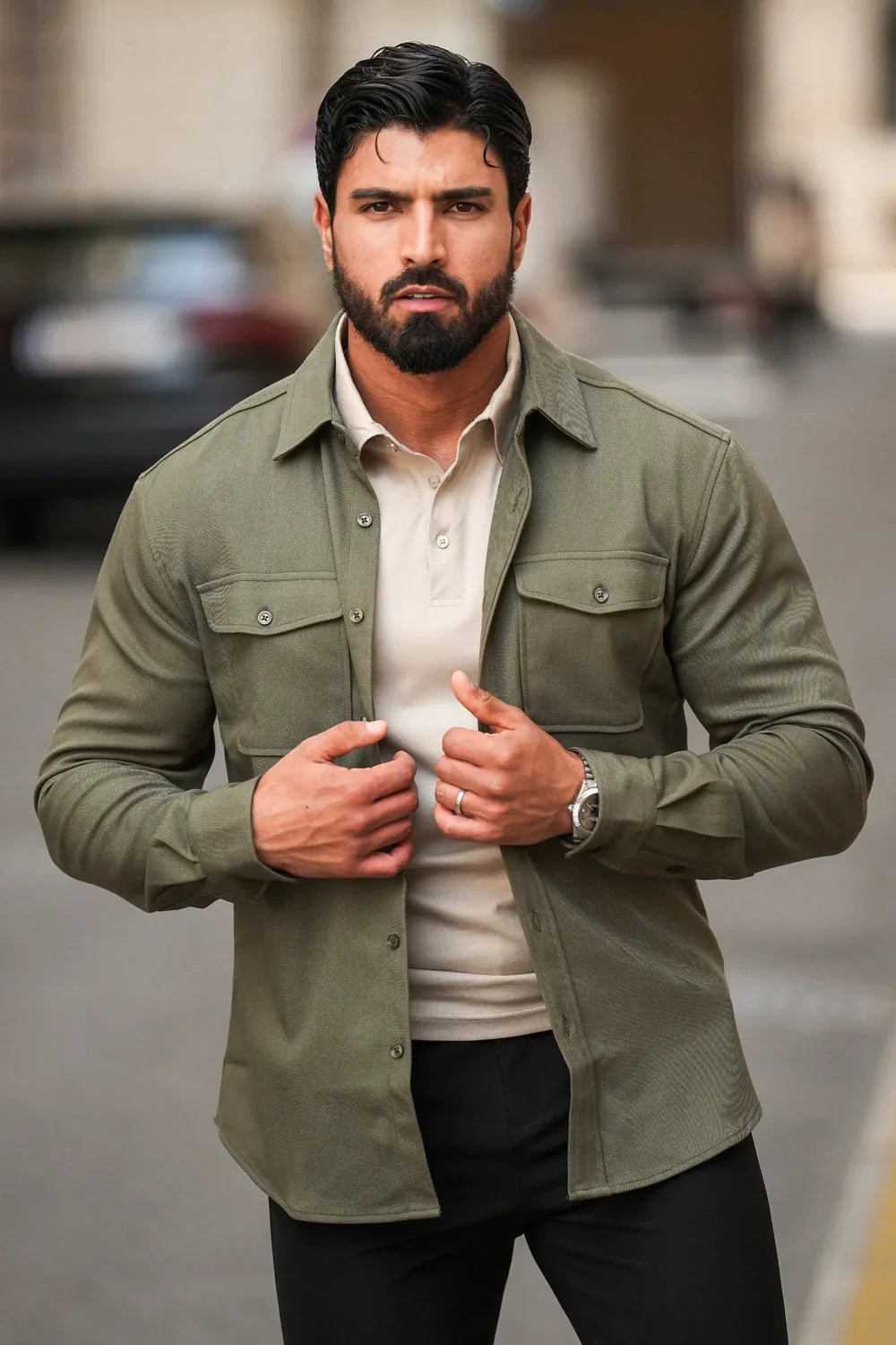 Men's Khaki Premium Overshirt
