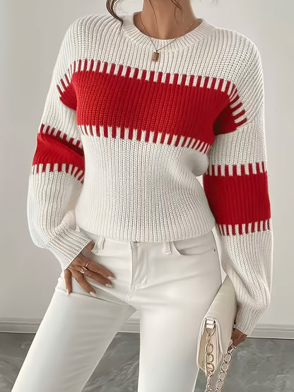 2025 New Women'S Autumn/Casual Striped Off-Shoulder Long Sleeve Sweater, Multicolor Stripes, Winter Women'S Wear, Suitable for Spring/Autumn Outerwear, Winter Inner Wear, Casual And Versatile Sweater