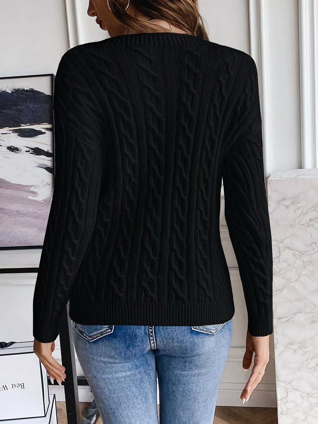 French-Style Chunky Drop Shoulder Sweater