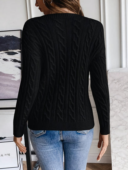 French-Style Chunky Drop Shoulder Sweater