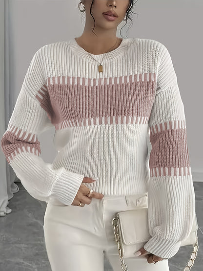 2025 New Women'S Autumn/Casual Striped Off-Shoulder Long Sleeve Sweater, Multicolor Stripes, Winter Women'S Wear, Suitable for Spring/Autumn Outerwear, Winter Inner Wear, Casual And Versatile Sweater