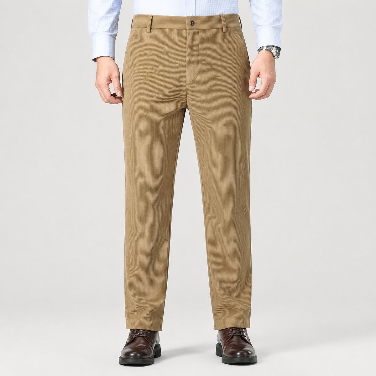 Men's Corduroy Trousers – Elasticated Waist Smart Casual