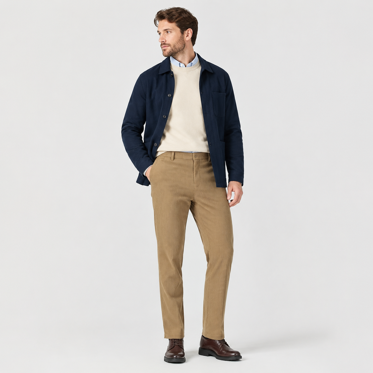 Men's Corduroy Trousers – Elasticated Waist Smart Casual