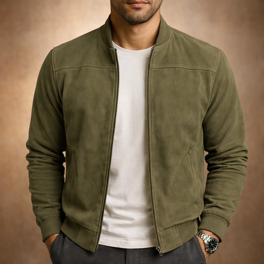 Men's Suede Bomber Jacket – Lightweight Smart Casual