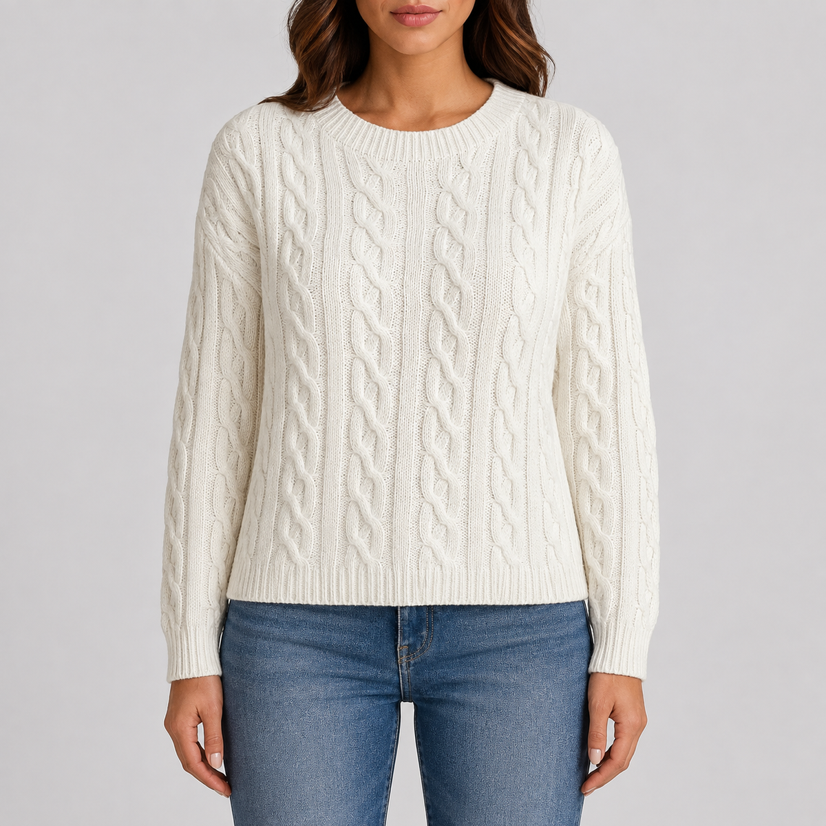Women's Chunky Knit Jumper – Drop Shoulder Fit