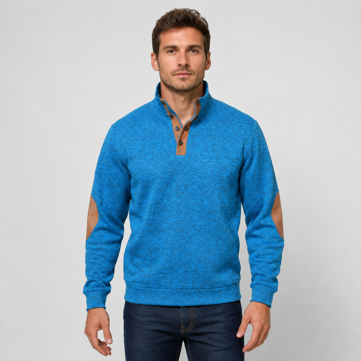 Men's Collared Knit Jumper – Button Neck Long Sleeve