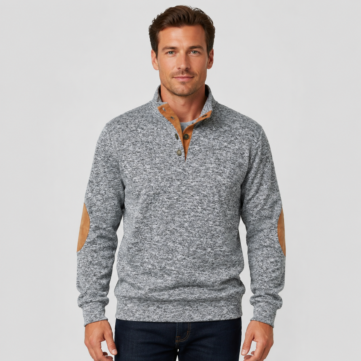 Men's Collared Knit Jumper – Button Neck Long Sleeve