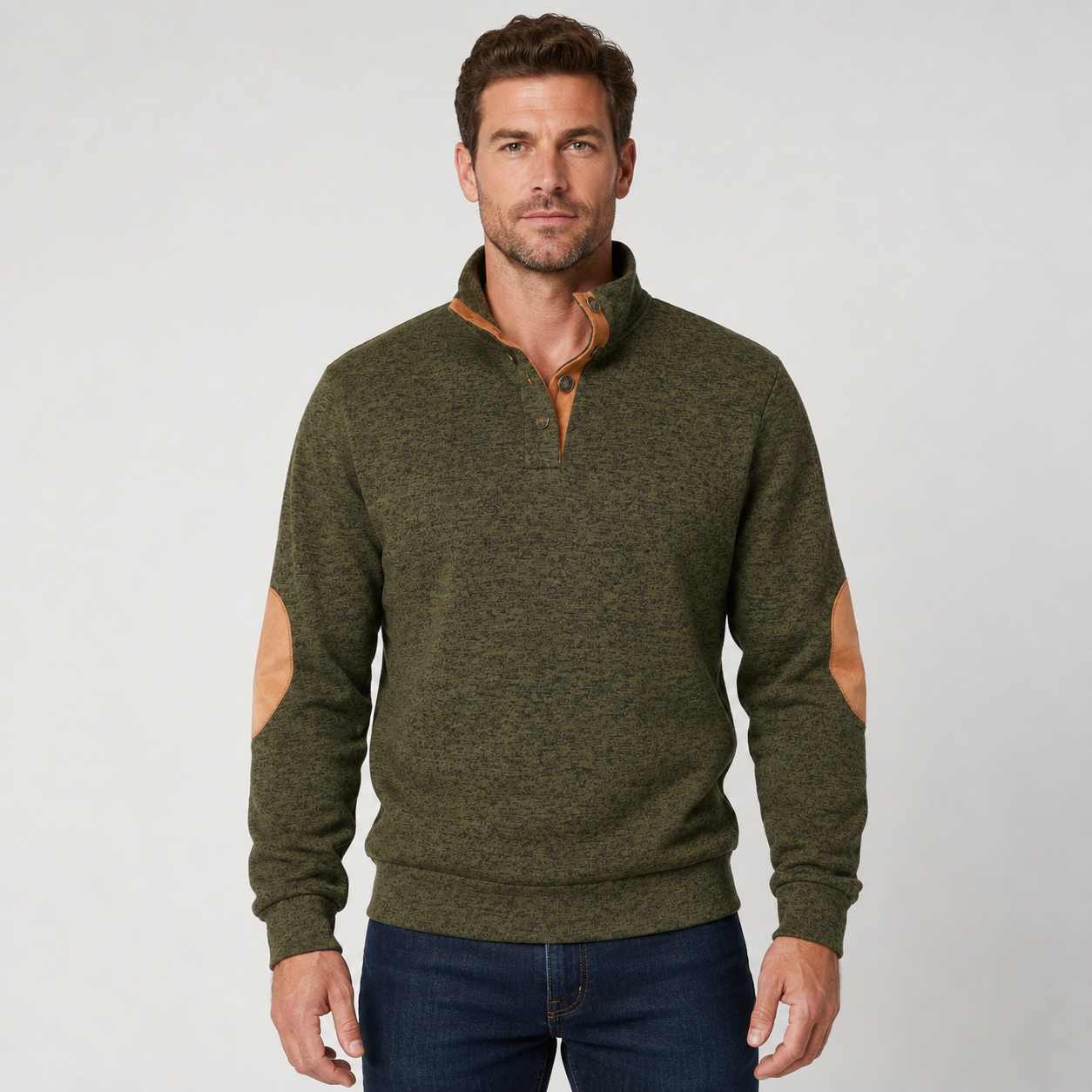 Men's Collared Knit Jumper – Button Neck Long Sleeve