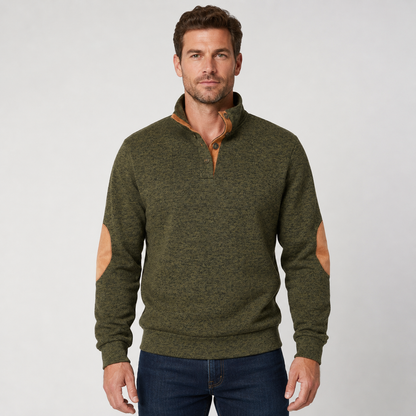 Men's Collared Knit Jumper – Button Neck Long Sleeve