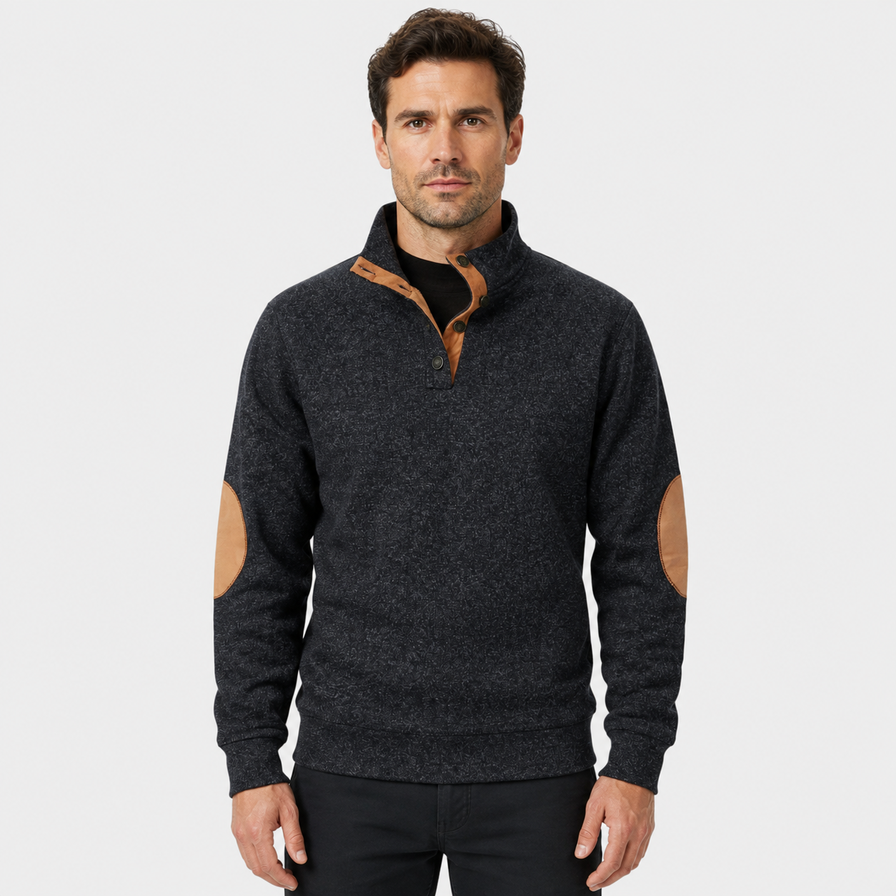Men's Collared Knit Jumper – Button Neck Long Sleeve