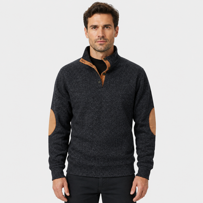 Men's Collared Knit Jumper – Button Neck Long Sleeve