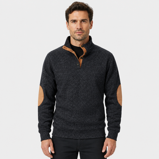 Men's Collared Knit Jumper – Button Neck Long Sleeve