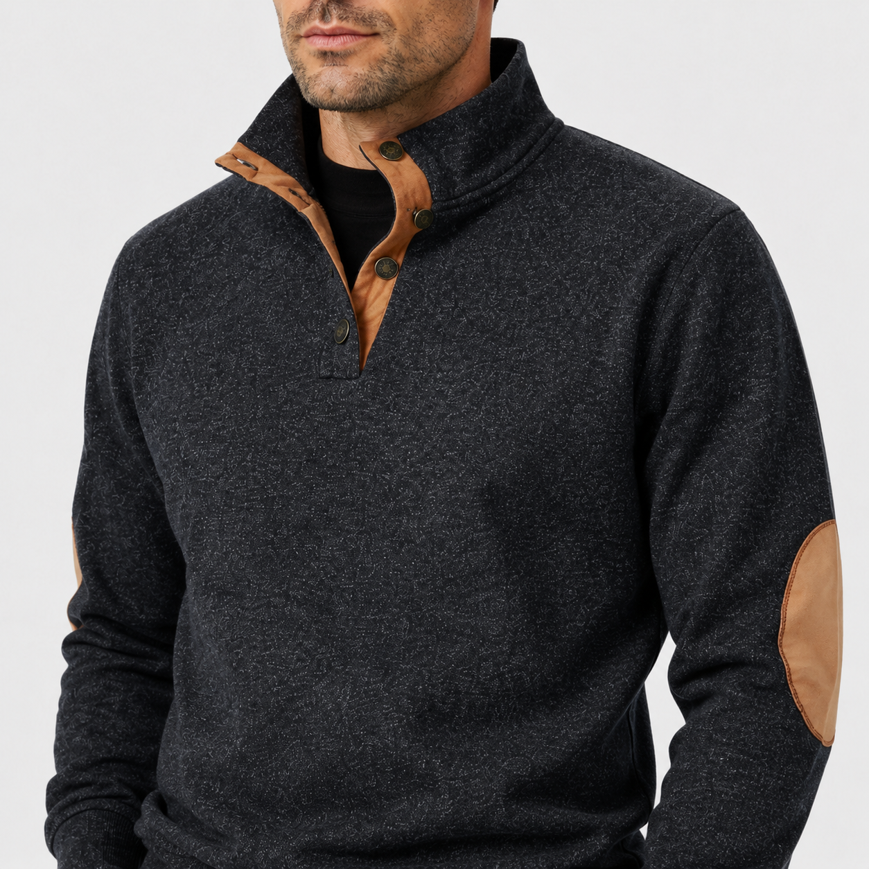 Men's Collared Knit Jumper – Button Neck Long Sleeve