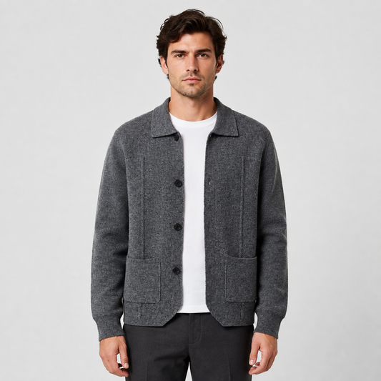Men's Soft Knit Button Overshirt – Relaxed Fit