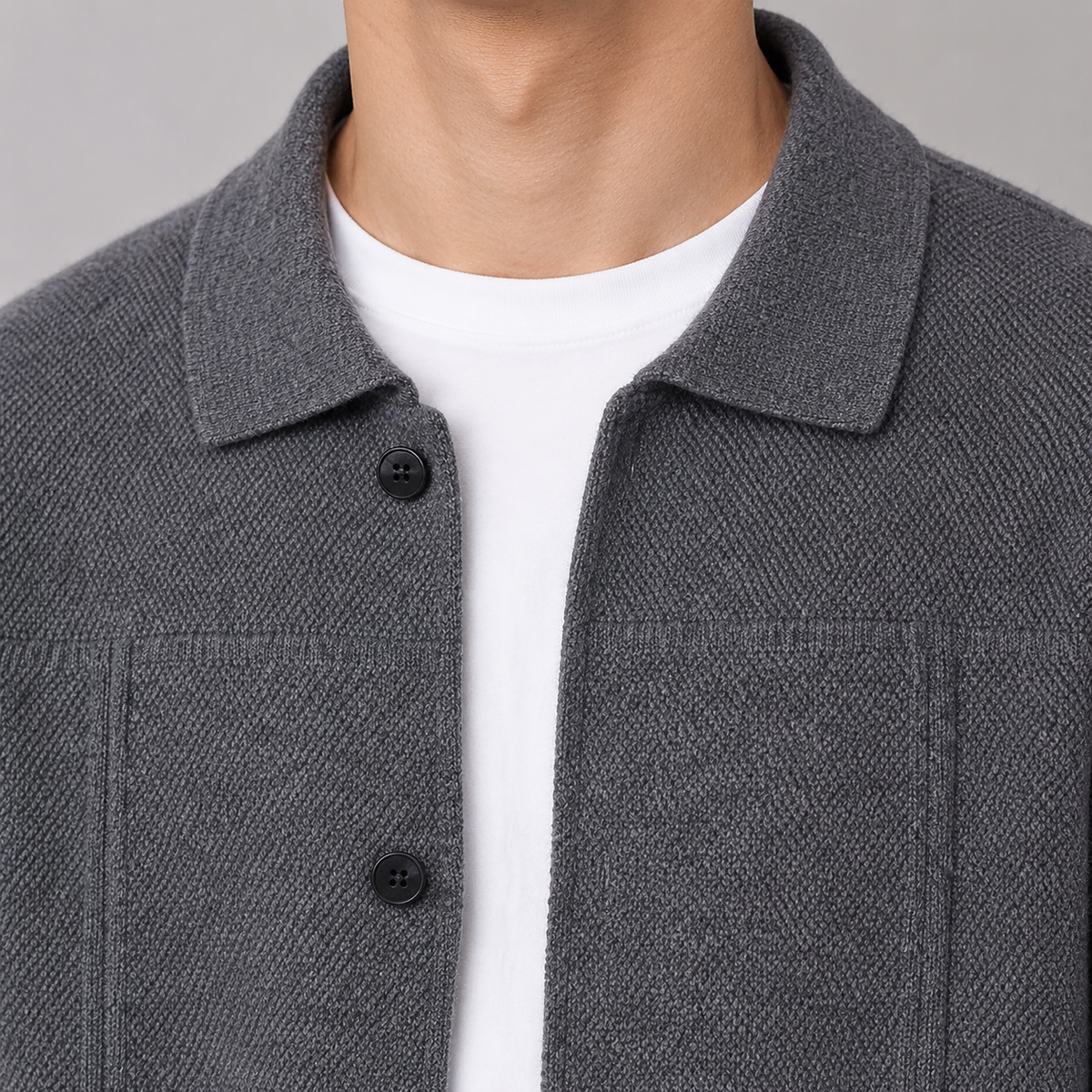 Men's Soft Knit Button Overshirt – Relaxed Fit
