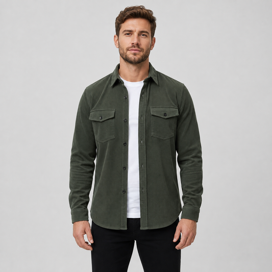 Men's Thick Corduroy Overshirt – Lapel Button-Up