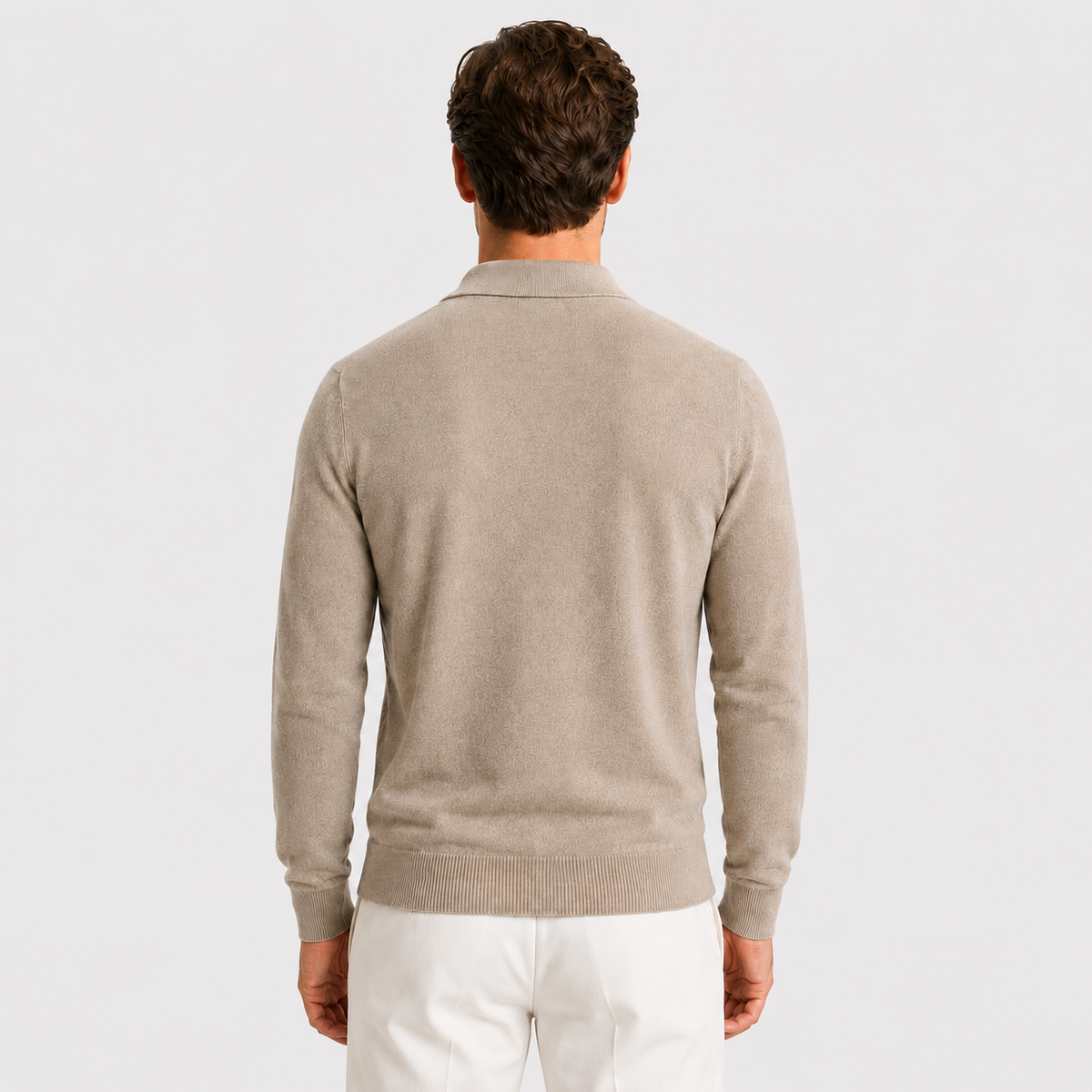 Men's Quarter Zip Polo Jumper – Fine Knit Long Sleeve Sweater
