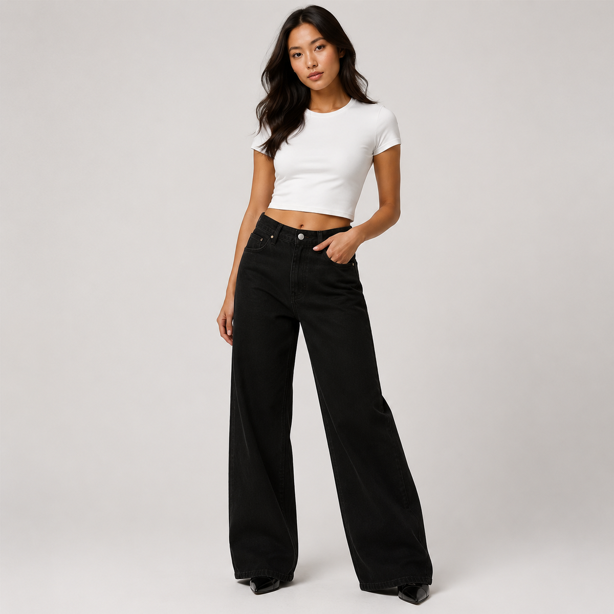 Women's Straight Leg Jeans – Stretch Denim Mid Rise