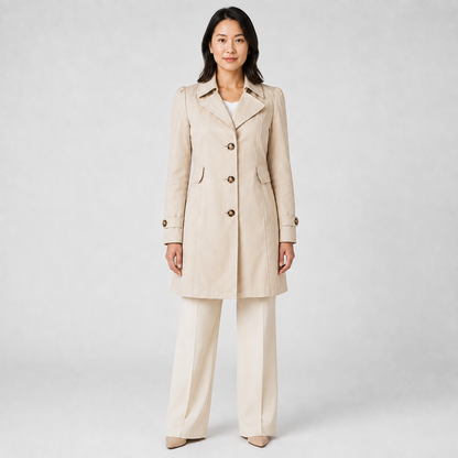 Women's Tailored Trench Coat – Short Buttoned Fit