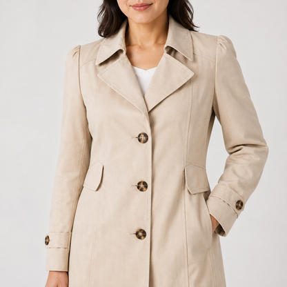 Women's Tailored Trench Coat – Short Buttoned Fit