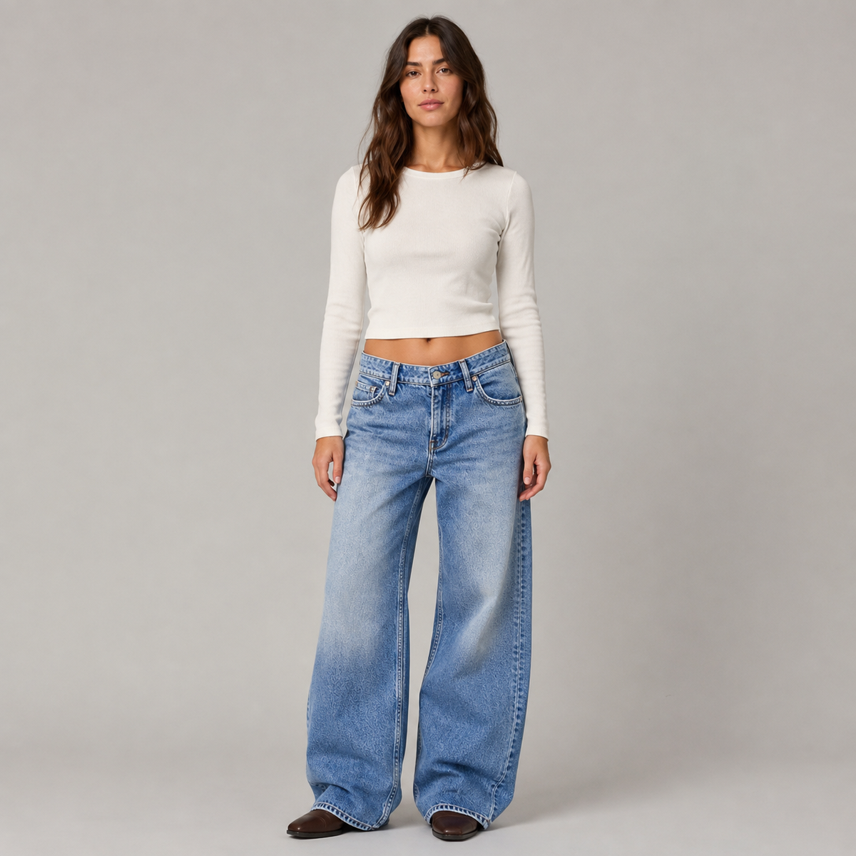 Women's Wide Leg Jeans – Low-Rise Stretch Denim