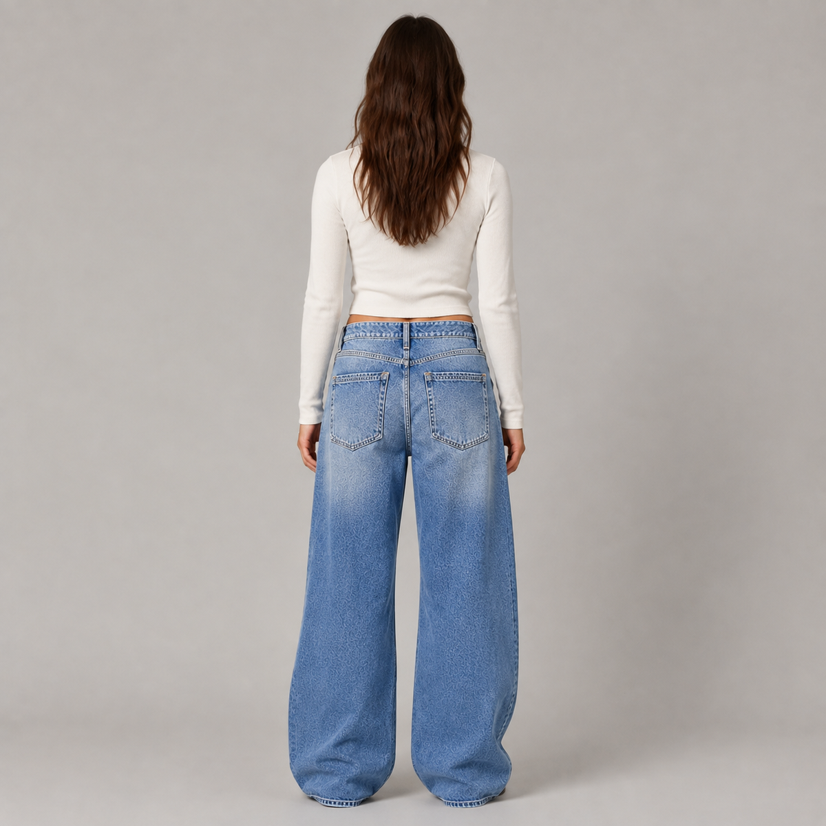 Women's Wide Leg Jeans – Low-Rise Stretch Denim