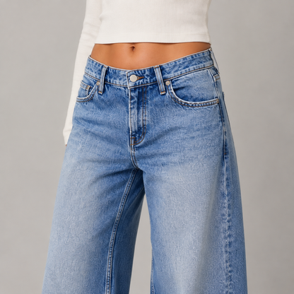 Women's Wide Leg Jeans – Low-Rise Stretch Denim