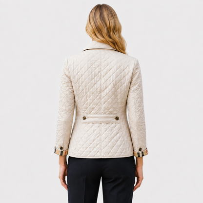 Women's Quilted Button Jacket – Stand Collar Style