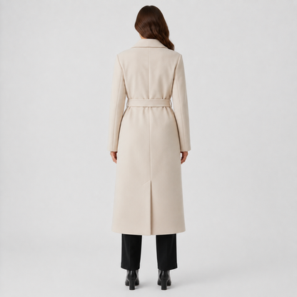 Women's Double-Breasted Coat – Belted Long Coat
