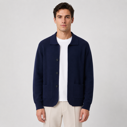 Men's Soft Knit Button Overshirt – Relaxed Fit