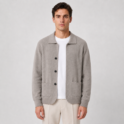 Men's Soft Knit Button Overshirt – Relaxed Fit