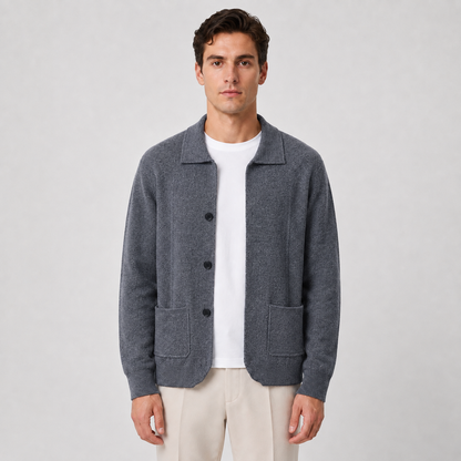 Men's Soft Knit Button Overshirt – Relaxed Fit