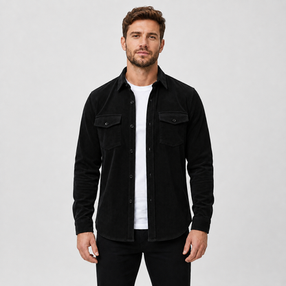 Men's - Thick Corduroy Overshirt Lapel Button-Up