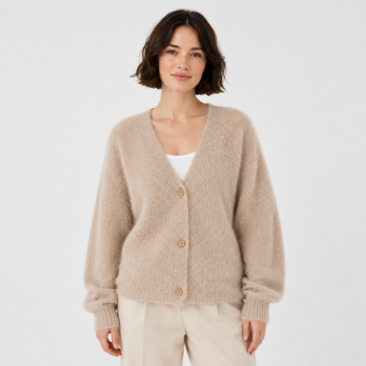 Women's Soft Knit Cardigan – Button Front V-Neck Sweater