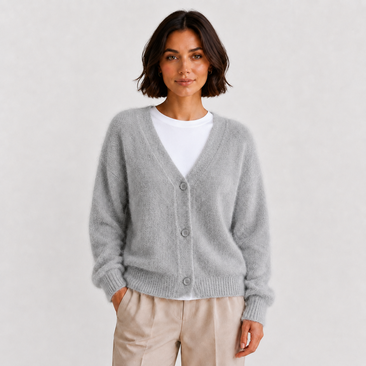 Women's Soft Knit Cardigan – Button Front V-Neck Sweater
