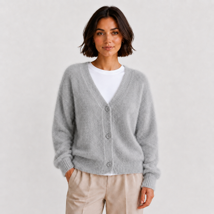 Women's Soft Knit Cardigan – Button Front V-Neck Sweater