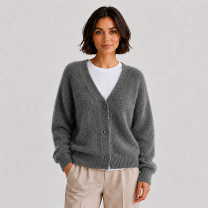 Women's Soft Knit Cardigan – Button Front V-Neck Sweater