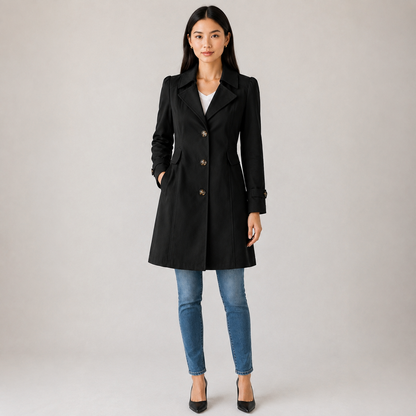 Women's Tailored Trench Coat – Short Buttoned Fit