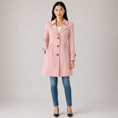 Women's Tailored Trench Coat – Short Buttoned Fit