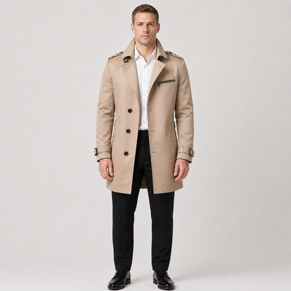 Men's Belted Trench Coat – Classic Tailored Style